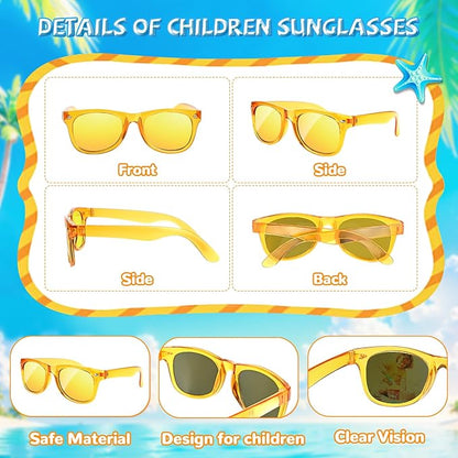 Kids Sunglasses Bulk Party Favors - 24 Packs Boys Girls Sunglass for Kid Age 3-8, Neon Glasses with UV 400 Protection, Goodie Bags Stuffers for Birthday Classroom Graduation Valentines Gifts