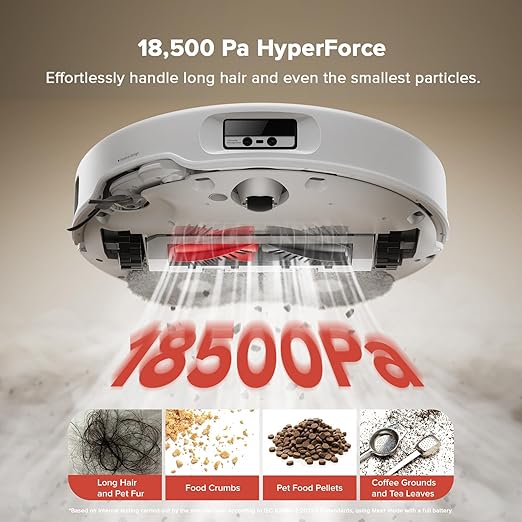 roborock Qrevo Curv Robot Vacuum and Mop, 18,500Pa Suction, Zero-Tangling, AdaptiLift Chassis, FlexiArm Technology, Hot Water Mop Washing & Dock Self Cleaning, Al Obstacle Recognition