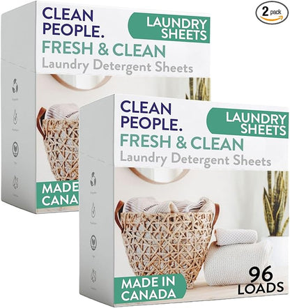 The Clean People Laundry Detergent Sheets - Laundry Soap - Ultra Concentrated, Recyclable Packaging, Stain Fighting - Fresh Scent, 192 Pack