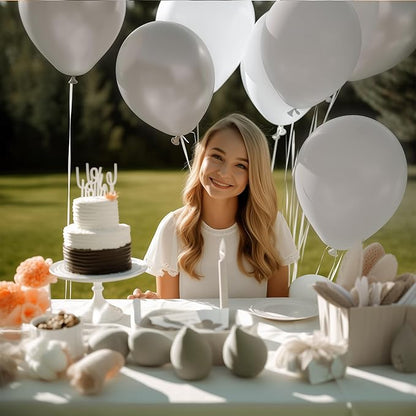 130PCS PastelGrey Balloons, Latex Balloon Different Sizes 18/12/10/5 Inch, Helium Balloons with Ribbon, Party Balloon Set for Birthday Wedding Graduation Anniversary Baby Shower Decoration