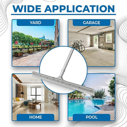MHM AquaSlide PushPro – 28-Inch Heavy Duty Squeegee for Concrete Floors & Wet Surfaces | Industrial Rubber Blade Water Removal Tool for Garages, Warehouses, Driveways & Commerical Use