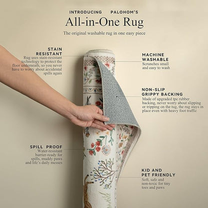 5x7 Area Rugs for Living Room: Washable Bedroom Rug Vintage Rugs Stain Resistant Non Slip Low Pile Soft Lightweight Carpet Rugs for Kitchen Dining Room Farmhouse Nursery Kids Room Home Office