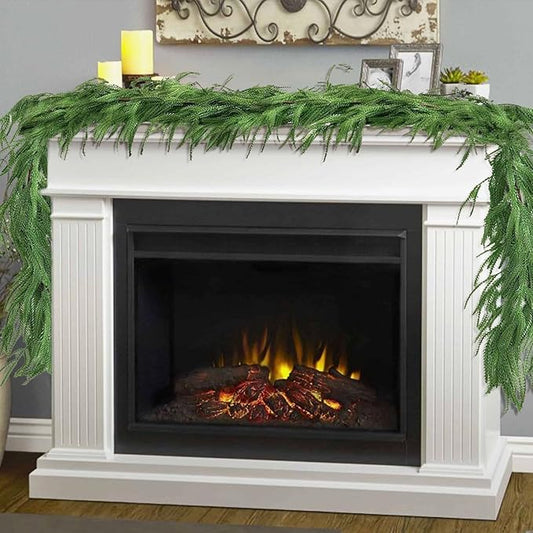 Christmas Norfolk Pine Garland, Christmas Garland Decorations, Real Touch Green Pine Garland Artificial Pines Greenery Garlands for Indoor, Outdoor, Mantle, Wall, Table Decor (6 FT)