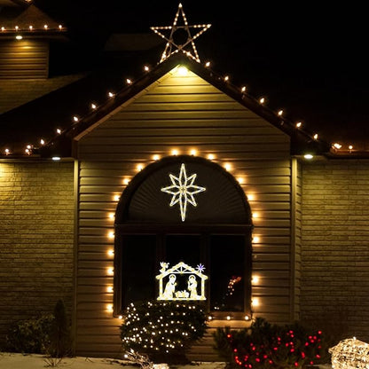Christmas Decorations - 16" Christmas Window Silhouette Lights - 2 Pack Colour Lighted Bethlehem Star & Nativity for Holiday Indoor and Outdoor Wall Door Window Decorate