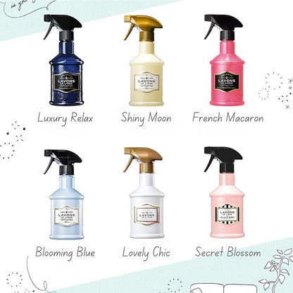 LAVONS Fabric Freshener Spray Kids& Pet Safe, Fabric Refresher Spray for Clothes& Furniture, Smoke Odor Eliminator for Houses, Offices & Car, Shoe Deodorizer from Japan 12.5 Fl Oz SHINY MOON, 2EA
