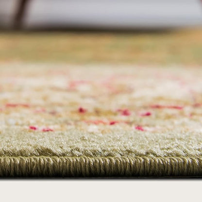 Rugs.com Aditi Collection Rug – 6' Round Green Low Rug Perfect for Kitchens, Dining Rooms