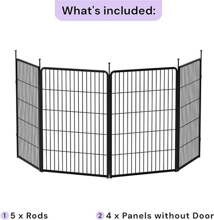 SunsGrove Dog Playpen Outdoor, Heavy Duty 40 Inch 4 Panels Play Pen for Medium and Large Dogs, Free and Safe Play Dog Fence, Black