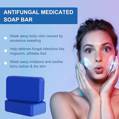 Antifungal Medicated Soap Bar, Tea Tree Oil Body Soap Bar, Athletes Foot Jock Itch Ringworm Yeast Infection Treatment With Natural Tea Tree Oil, Eucalyptus Oil, and Lavender Oil, 2PCS