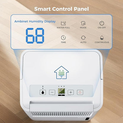 2,500 Sq Ft Home Dehumidifier with Drain Hose, 74 OZ Water Tank, 24 Hr Timer, 3 Modes High Efficiency Compressor for Basement, Bedrooms, Bathrooms and Laundry Rooms