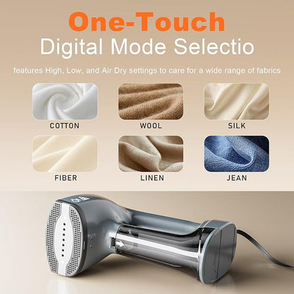 GHORA Vacuum Steamer for Clothes, 2500Pa Strong Suction Handheld Garment Steamer, Portable Travel Steamer & Iron Dual-Mode (110-120V)