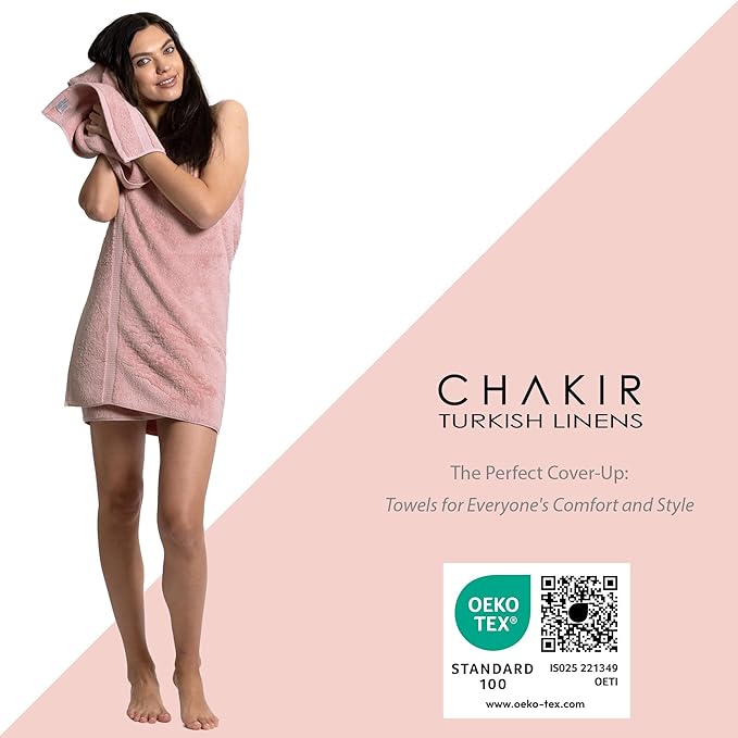 Chakir Turkish Linens Luxury Spa and Hotel Quality Premium Turkish Cotton 6-Piece Towel Set (2 x Bath Towels, 2 x Hand Towels, 2 x Washcloths)