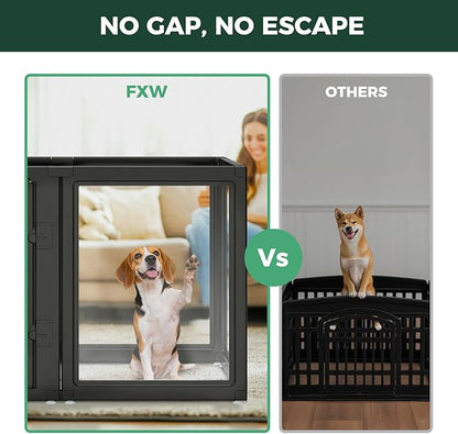 FXW AuraSpace Acrylic Indoor Dog Playpen for Medium Dogs, 35 Inch, 12 Panels, Black