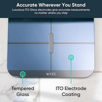 Wyze Smart Scale X - Digital Bathroom Scale for Body Weight, BMI, Body Fat, Muscle Mass, Heart Rate Monitor | Sync with Health Apps | Body Composition Analyzer for People, Baby & Pet, 400 lbs (Black)
