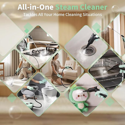 2500W Steam Cleaner - Adjustable 6-Level Steam Control, 15s Fast Heat, 1.6QT Water Tank, Portable High-Pressure Steamer for Home, Car, Grout