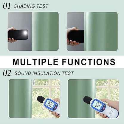 XWZO 100% Blackout Curtains 2 Panels with Tiebacks- Double Layers Heat and Full Light Blocking Window Panels with Grommets for Narrow Short Windows, Light Sage, W38 x L45, Set of 2
