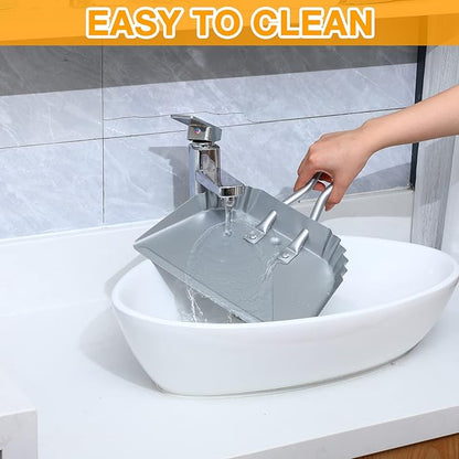 Mumufy 8 Pcs 12 Inch Heavy Duty Metal Dustpan, Stainless Steel Large Wide Dust Pans for Household, Handheld Scooper, Debris Cleaning Tool for Home Garage Studio Courtyard Indoor Outdoor(Silver)