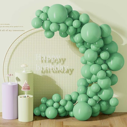 130PCS SageGreen Balloons, Latex Balloon Different Sizes 18/12/10/5 Inch, Helium Balloons with Ribbon, Party Balloon Set for Birthday Wedding Graduation Anniversary Baby Shower Decoration
