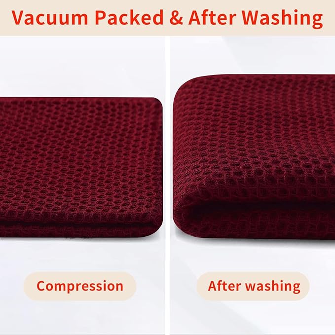 Homaxy 100% Cotton Kitchen Towels and Dishcloths Set, 12 x 12 Inches and 13 x 28 Inches, Set of 16 Bulk Kitchen Towels Set, Ultra Soft Absorbent Dish Cloths for Washing Dishes, Burgundy