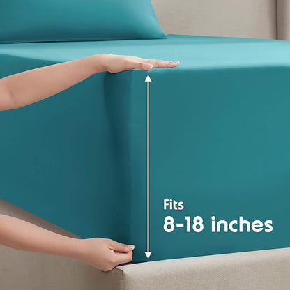 Nestl Twin Sheet Set - 1800 Ultra-Soft Microfiber Twin Bed Sheets - Double Brushed - Deep Pockets - Easy Fit - Extra Soft - 3 Piece Set - Bedding Sheets & Pillowcases (Twin, Teal)