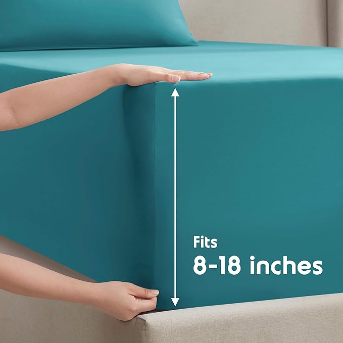 Nestl Twin XL Sheet Set - College Dorm Size - Luxury 1800 Ultra-Soft Microfiber Twin Extra Long Bed Sheets - Deep Pockets - Easy Fit - Extra Soft - 3 Piece Set (Twin XL, Teal)