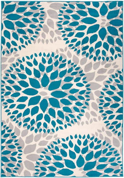 Rugshop Modern Floral Circles Design for Living Room,Bedroom,Home Office,Kitchen Non Shedding Area Rug 7'6" x 9' 5" Blue