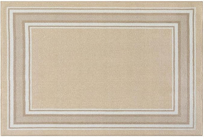 Modern Bordered Non Slip Indoor Runner Rugs for Living Room 2x3 Area Rugs for Kitchen, Rug for Bedroom, and Hallway, Stain Resistant Easy Cleaning Non Shedding Beige 2 x 3