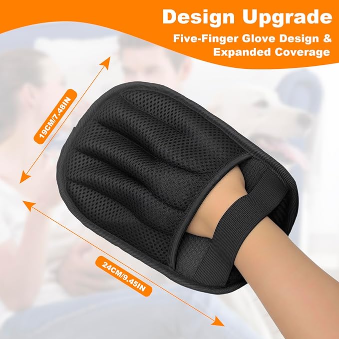 2 Pairs of pet Grooming Gloves, Suitable for Cats and Dogs. Five-Finger Static pet Grooming Gloves. Reusable pet Grooming Tools for Sofas, Clothes, pet beds and Carpets. (M)