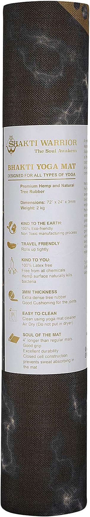 Pro Hemp Mat - Artist Designed, Premium Printed Eco-Friendly Non-Slip mat, Great for Regular & Hot Yoga, Pilates, Workouts 72 inch x 24 inch x 3mm Thick