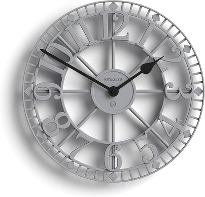 NEWGATE® Warehouse Wall Clock | Skeleton Clock | 16 inch | Clockwork Gray with Black Hands | Contemporary Vintage Style for Kitchen, Living Room or Office