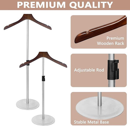 2 Pack Shirt Display Stand 35" Height Adjustable Shoulder Stand Shirt Rack, T Shirt Display Stand for Shops, Steaming Clothes Holder, Silver