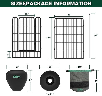 FXW Instant Unleashed Dog Playpen, Portable Pet Fence for Outdoor, RV Trips, and Camping, 40 inch, 16 Panels for Medium and Large Dogs with RV Protector Ball (Pack of 6)│Patented