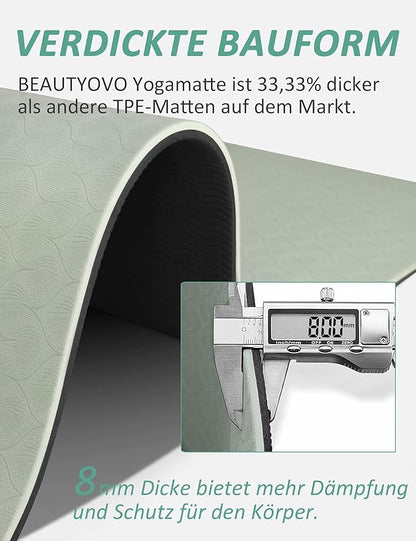 BEAUTYOVO Yoga Mat with Strap, 1/3 Inch Extra Thick Yoga Mat Double-sided Non Slip, Professional TPE Yoga Mats for Women Men, Workout Mat for Yoga, Pilates and Floor Exercises
