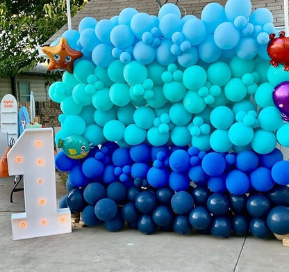 Teal Blue Clear Balloon, 60 Pcs 12 Inches Metallic Blue Cartoon Theme Balloon Garland Arch Kit for Kids Baby Shower Anniversary Engagement Birthday Wedding Graduation Party Decorations