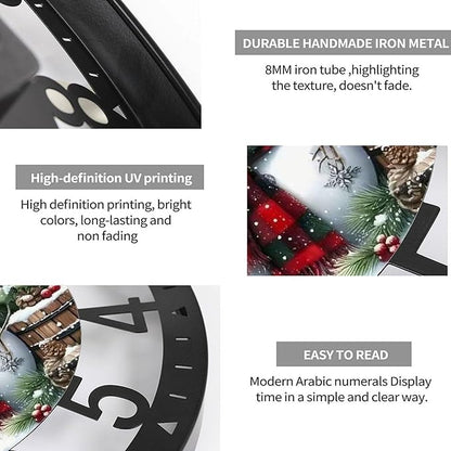 Wall Clock 10 Inch Silent Non-Ticking Modern Clocks Battery Operated - Analog Small Classic for Office, Home, Living Room,Bathroom, Kitchen, Bedroom, School,Snowman Clock