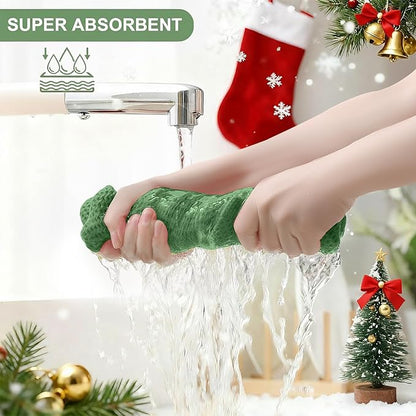 Homaxy 100% Cotton Kitchen Towels and Dishcloths Set, 12 x 12 Inches and 13 x 28 Inches, Set of 16 Bulk Kitchen Towels Set, Ultra Soft Absorbent Dish Cloths for Washing Dishes, Grass Green