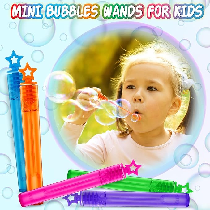 240 Pcs Mini Bubble Wands in 10 Colors, Bulk Party Favors for Kids, Themed Birthday, Christmas, New Year, Valentine, Carnival, School Classroom Prizes for Boys & Girls, Ideal Goodies Bags Stuffers