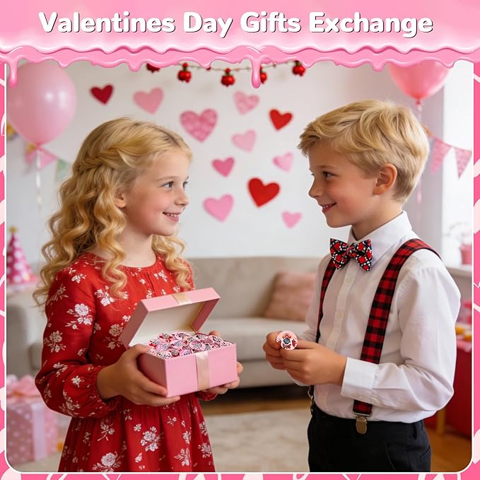 SCIONE 52 PCS Valentine's Day Fidget Spinners for Kids, Pink Heart Fidget Toys Bulk, Mini Sensory Toys for Girls Boys, Valentine's Classroom Exchange Gifts, Kids Party Favors, Treasure Box Prizes