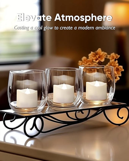Homemory Cool White Flameless LED Tea Lights Candles, 200+Hour Battery Operated Fake Electric Votive TeaLights for Christmas, DIY Mood Lighting, Party, Holiday, Funeral, Home Decor, 12-Pack