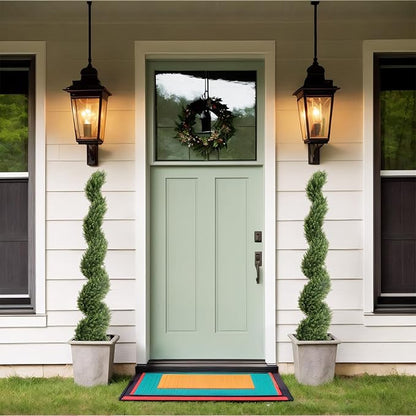 THE BLOOM TIMES 5ft Artificial Topiary Trees Set of 2, Faux Cedar Cypress Spiral Topiary Trees Outdoor - Fake Plants for Garden Front Porch Indoor Outside Planter Christmas Decor 5 Foot
