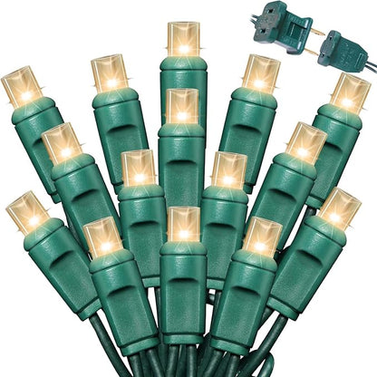 50 Count Warm White -30% Twinkle Bulbs and 70% Steady Burn Bulbs String Lights - 21.6FT LED Christmas Lights, Mini led Lights for Outdoor Home Holiday