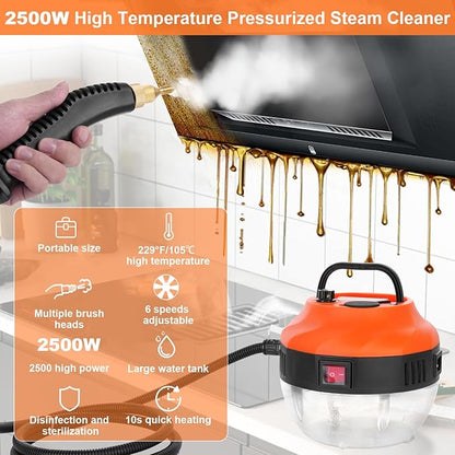 3800W Handheld Pressurized Steam Cleaner, 1000ml Tank,6 Adjustable Settings | High-Temperature Portable Steamer for Car Owners,DIY Enthusiasts for Car Detailing 221°F Pressurized Steam