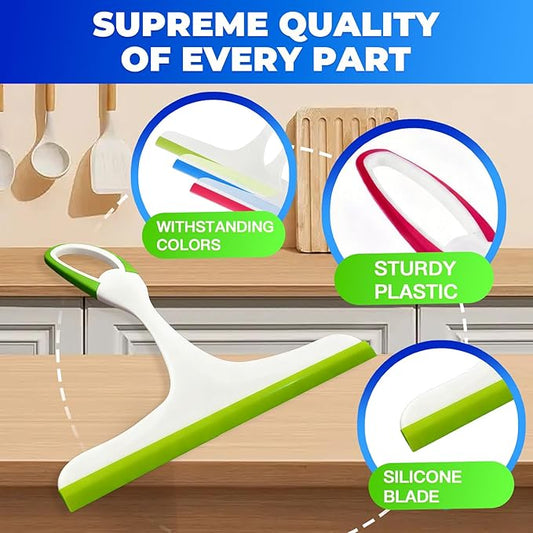 3PCS Hanging Rubber Squeegee with Hook, Multipurpose Shower Squeegee for Glass Doors (Regular Version)