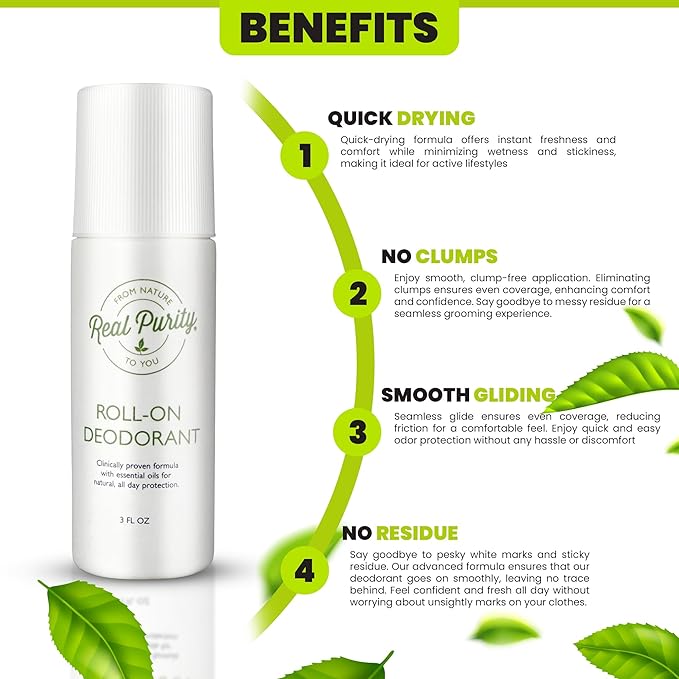 Real Purity, (2 Pack) Roll-On Deodorant