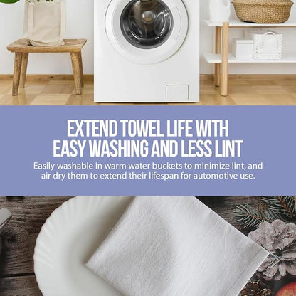 WHITEWRAP Flour Sack Towels| TeaTowel for Crafts| Kitchen Dish Cotton Blank Towel for Embroidery|Baking Bread Proofing Linen Cover| Thick Absorbent Quick Dry| 50 Pack 28"x28" White
