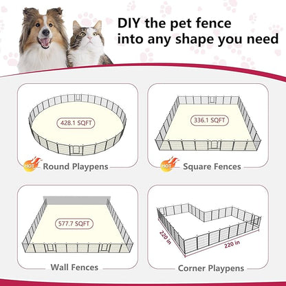 Dog Playpen 32" Height 32 Panels Portable Pet Fence Outdoor for Yard Indoor Dog Pen Outdoor for Medium/Small Animals, Large Pet Puppy Playpen Heavy Duty Pet Fence for RV Camping, Yard