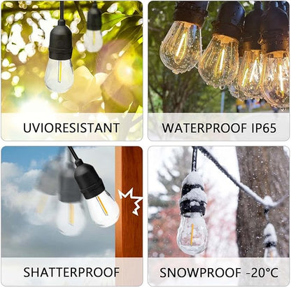 24-Pack String Light Bulbs, S14 Outdoor Waterproof Replacement Bulb, E26 Base Bulbs, 1W 120V, 2700K Warm White