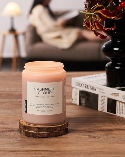 M&SENSE Cashmere Vanilla Scented Candles, Non Toxic Soy Wax 19.4oz 110 Hour Long Lasting 2 Wick, Large Candle for Bedroom Kitchen Home Decor, Housewarming Gifts for Family Friends