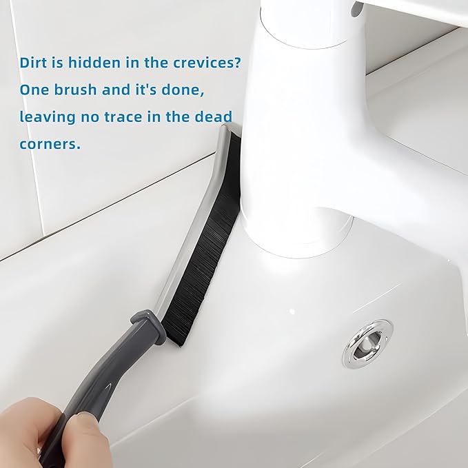 Multi Purpose Hard Bristle Crevice Cleaning Brush, Gap Cleaning Brush, Grout Brush, Kitchen Brush, Bathroom Crevice Brush for Toilet Thin Brush to Clean Tight Spaces (3-pcs)