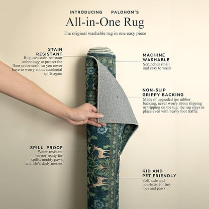 8x10 Area Rugs for Living Room: Washable Rug Vintage Rugs Stain Resistant Non Slip Low Pile Lightweight Soft Carpets Rugs for Bedroom Kitchen Dining Room Nursery Kids Room Farmhouse Home Office