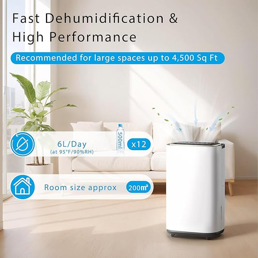 34 Pint Dehumidifier- 3000 Sq. Ft. Large Basement Dehumidifiers with Drain Hose for Large Rooms - Powerful Moisture Removal with Compressor- Dehu/Dry/Air Mode, LED Display,Timer, Child Lock